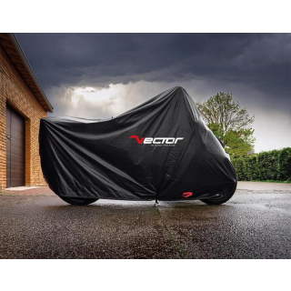 Housse de protection extérieur VECTOR coton noir - Moto / Scooter avec Top case et bulle haute -