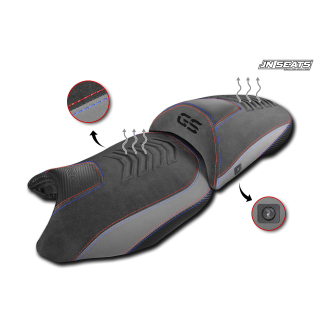 SELLE COMPLETE BMW 1200 R GS GSA / 1250 R GS GSA - chauffante - noir / gris / bleu / rouge
