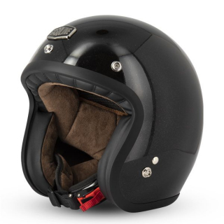 CASQUE jet Gasoline Cafe Racer S250 Noir Pailleté Brillant