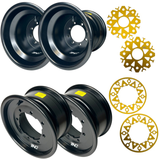 PACK JANTES TNC + ENJOLIVEURS OR OFFERTS - JANTES 9X8 DOUBLE ENTRAXE 4x115 / 4x110 DEPORT : 3+5 / 10X5 DOUBLE ENTRAXE 4x144 / 4x156 DEPORT : 4+1