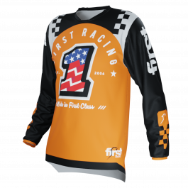 Maillot Cycliste Vintage Fox Racing Années 90 - Taille XL, Motif USA Orange